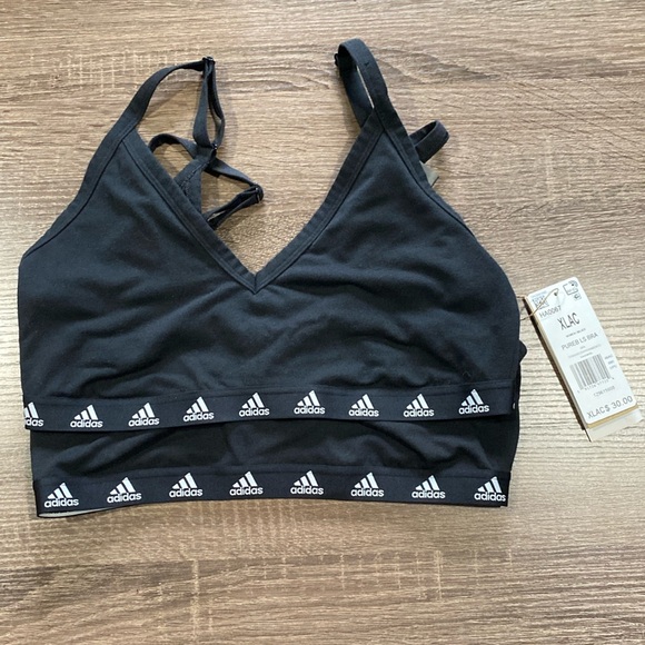 NWT - Adidas Primegreen Light Support Bra - Black w Logo Band - Size XL A/C - Picture 3 of 3
